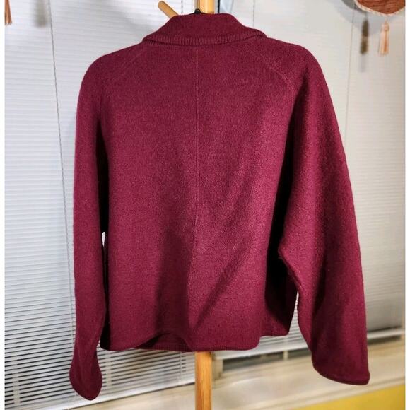 Vintage Club Classics $110 Large Burgundy 100% Wool Collared Button Knit Blazer - Picture 4 of 8